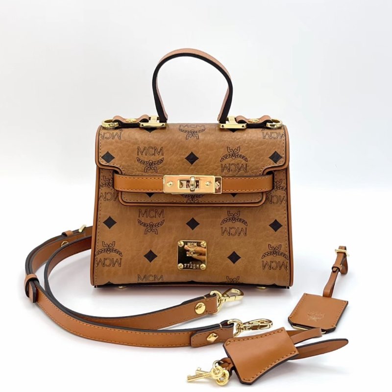 ️MCM minikelly經典老花手提肩背斜背包18.5*14*9.5 99新配件塵袋-4