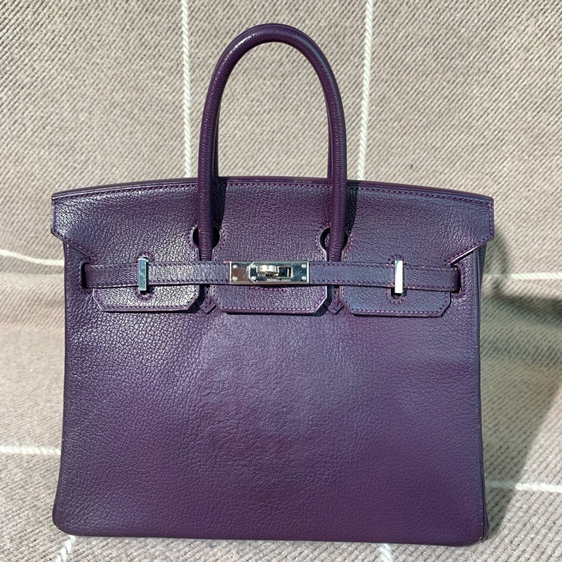二手Hermes愛馬仕birkin25海葵紫山羊皮銀扣I 刻-1