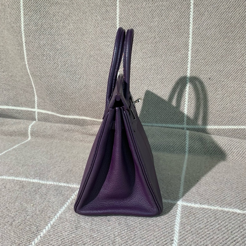 二手Hermes愛馬仕birkin25海葵紫山羊皮銀扣I 刻-3