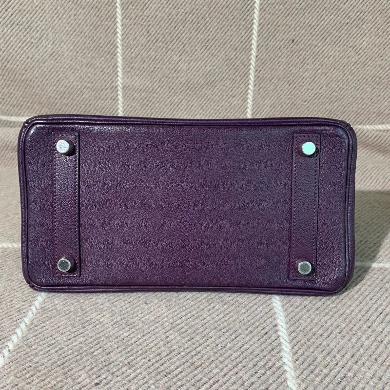 二手Hermes愛馬仕birkin25海葵紫山羊皮銀扣I 刻-5