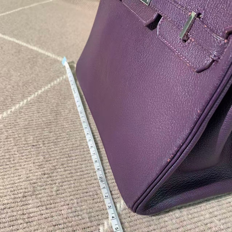 二手Hermes愛馬仕birkin25海葵紫山羊皮銀扣I 刻-10