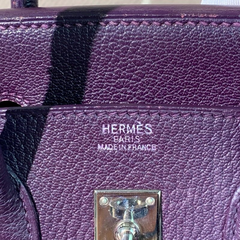 二手Hermes愛馬仕birkin25海葵紫山羊皮銀扣I 刻-12
