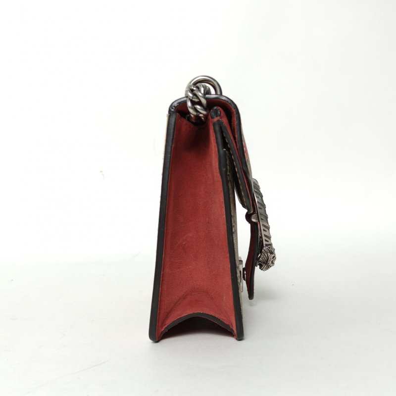 GUCCI Dionysus酒神高版小號20粉色天竺葵印花老花PVC銀扣肩背包-3