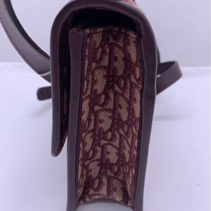 二手Dior/迪奧 酒紅色老花蒙田30單肩斜挎包 尺寸24×17cm 19年編碼-3