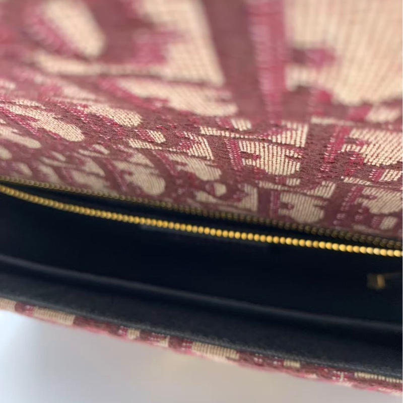 二手Dior/迪奧 酒紅色老花蒙田30單肩斜挎包 尺寸24×17cm 19年編碼-5