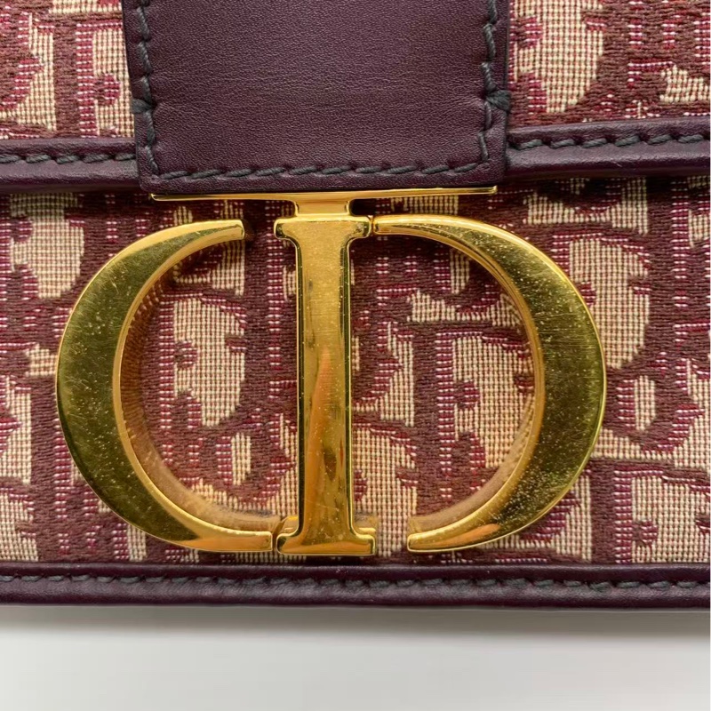 二手Dior/迪奧 酒紅色老花蒙田30單肩斜挎包 尺寸24×17cm 19年編碼-9