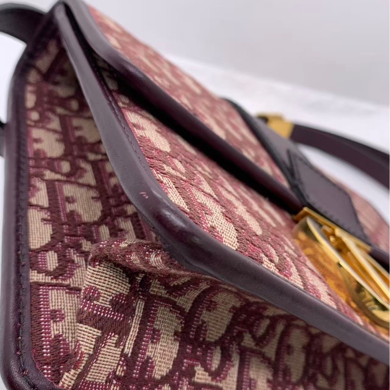 二手Dior/迪奧 酒紅色老花蒙田30單肩斜挎包 尺寸24×17cm 19年編碼-11