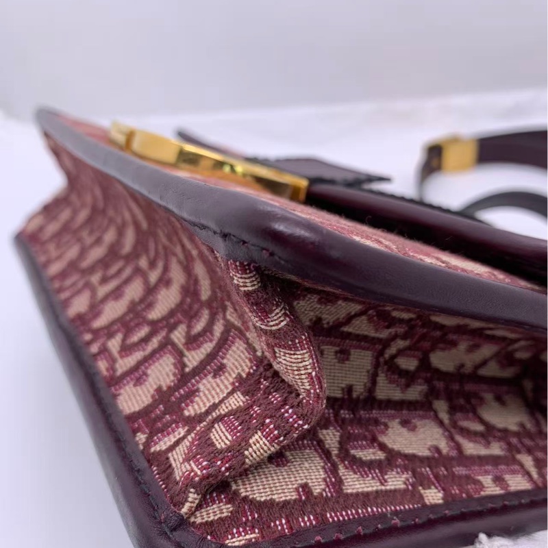 二手Dior/迪奧 酒紅色老花蒙田30單肩斜挎包 尺寸24×17cm 19年編碼-13