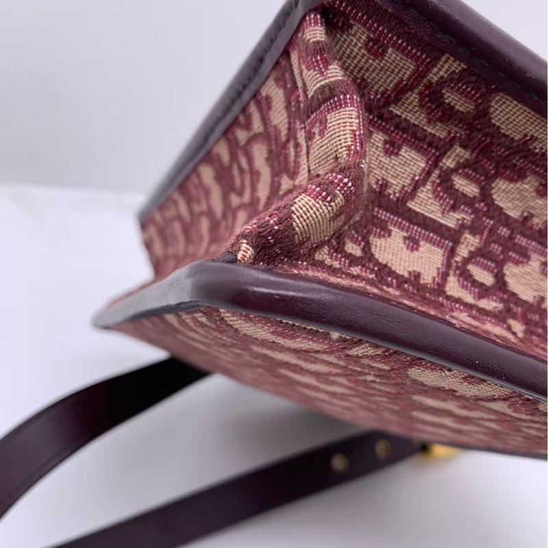 二手Dior/迪奧 酒紅色老花蒙田30單肩斜挎包 尺寸24×17cm 19年編碼-14