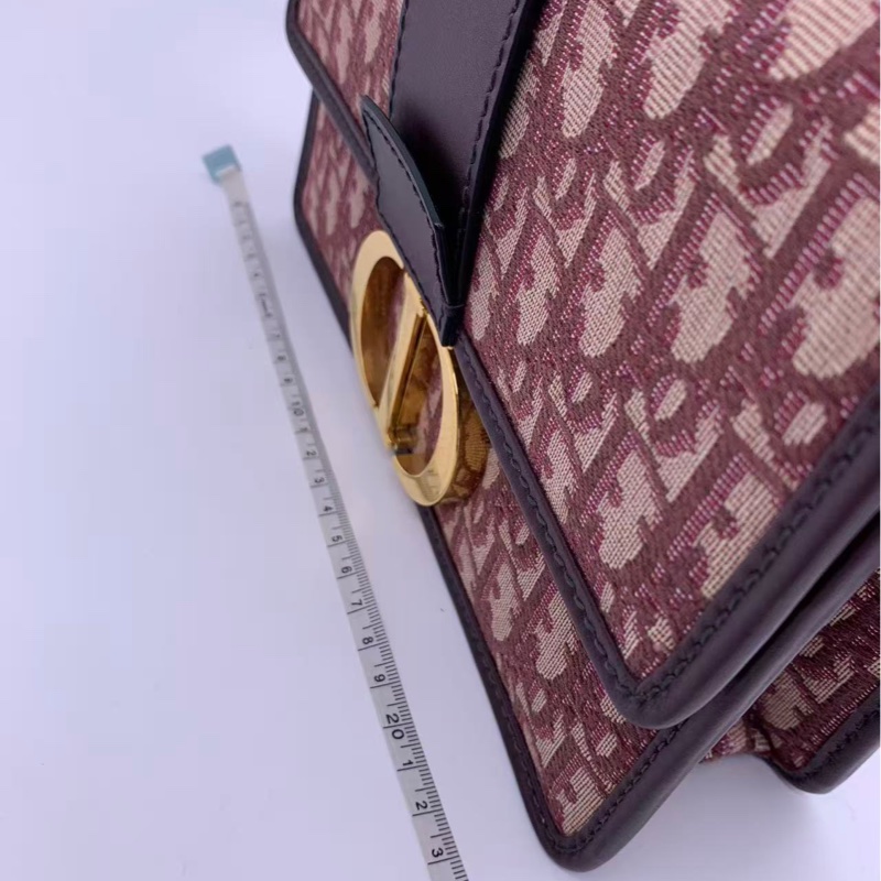 二手Dior/迪奧 酒紅色老花蒙田30單肩斜挎包 尺寸24×17cm 19年編碼-15