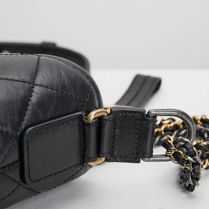 二手Chanel 小號流浪包/黑金-11