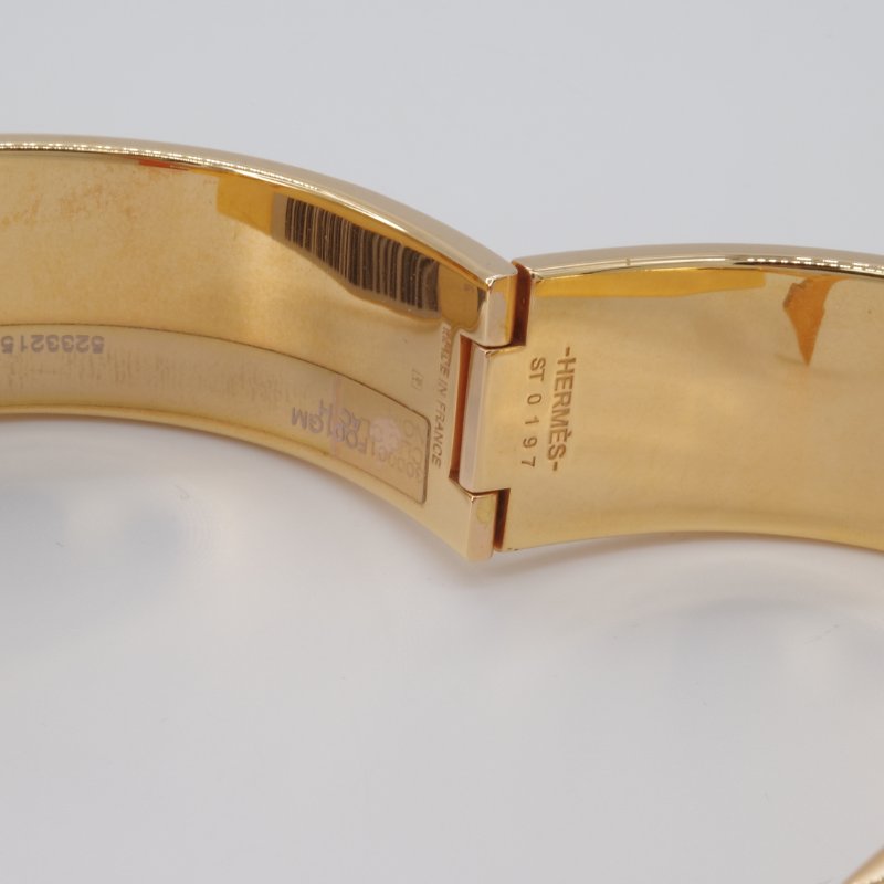 Hermès 愛馬仕 Clic Clac H 寬版 黑色琺瑯 金色 金屬 手環 手鐲-12