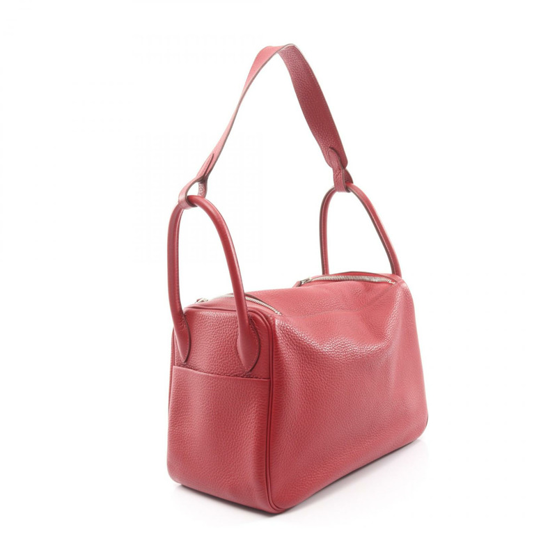 愛馬仕 Lindy 30 單肩手提包 Clemence 皮革 Rouge Garance 二手女士 R-1