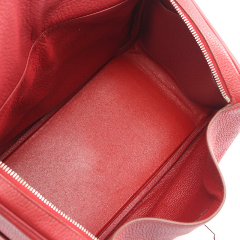 愛馬仕 Lindy 30 單肩手提包 Clemence 皮革 Rouge Garance 二手女士 R-2