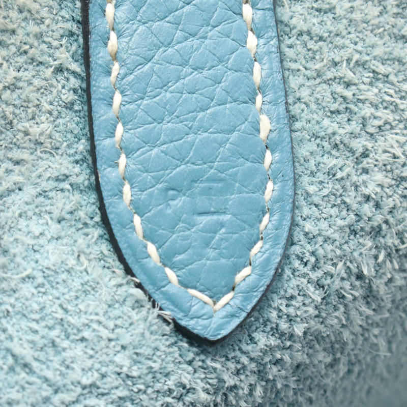 愛馬仕 Mangeoire MM 單肩包，Clemence 皮革，藍色牛仔布，二手，女士，帶五金配件-4