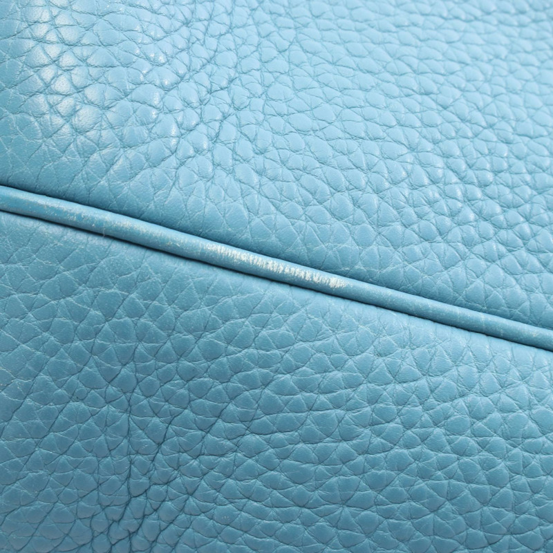 愛馬仕 Mangeoire MM 單肩包，Clemence 皮革，藍色牛仔布，二手，女士，帶五金配件-7