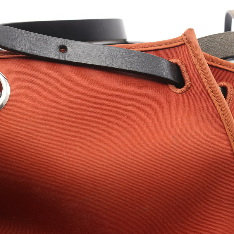 愛馬仕 Herbag Zip PM 單肩手提包，帆布皮革，黑色，磚紅色，二手，帶五金配件-8