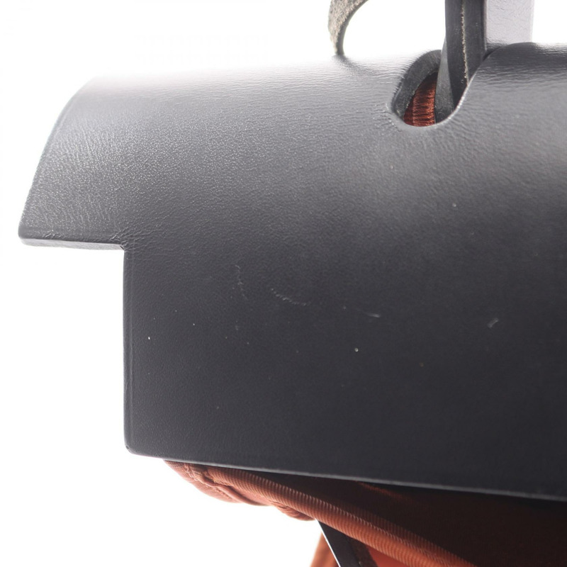 愛馬仕 Herbag Zip PM 單肩手提包，帆布皮革，黑色，磚紅色，二手，帶五金配件-11