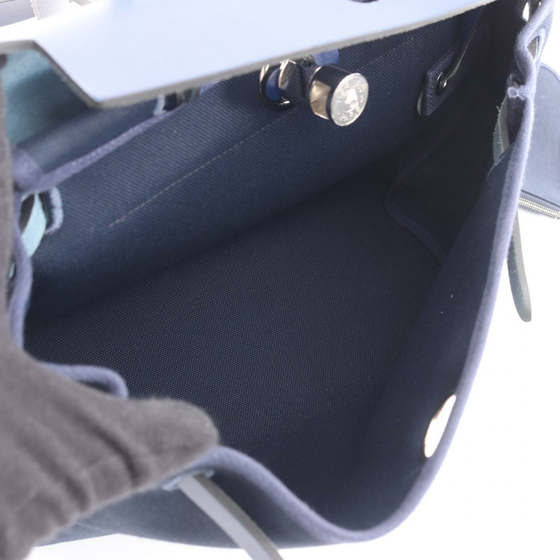 愛馬仕 Herbag Zip PM Le Tourne 單肩手提包，帆布皮革，海軍藍，二手 Z-2