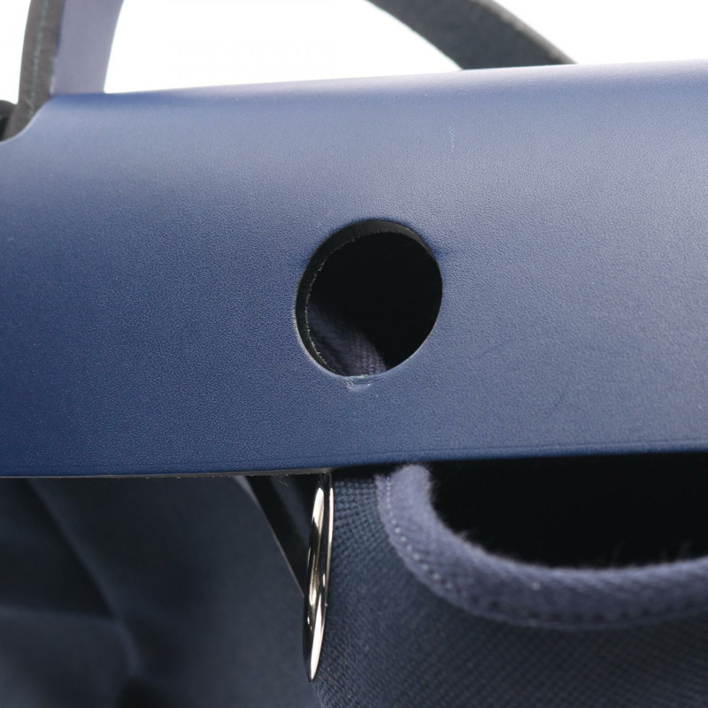 愛馬仕 Herbag Zip PM Le Tourne 單肩手提包，帆布皮革，海軍藍，二手 Z-5