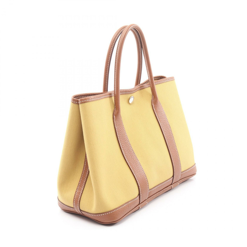 愛馬仕花園派對TPM托特包，軍用綠色帆布，Negonda皮革，米色，二手-1