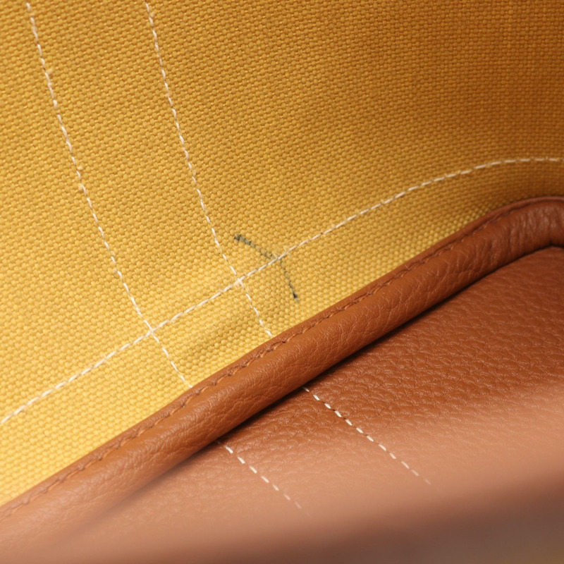 愛馬仕花園派對TPM托特包，軍用綠色帆布，Negonda皮革，米色，二手-5