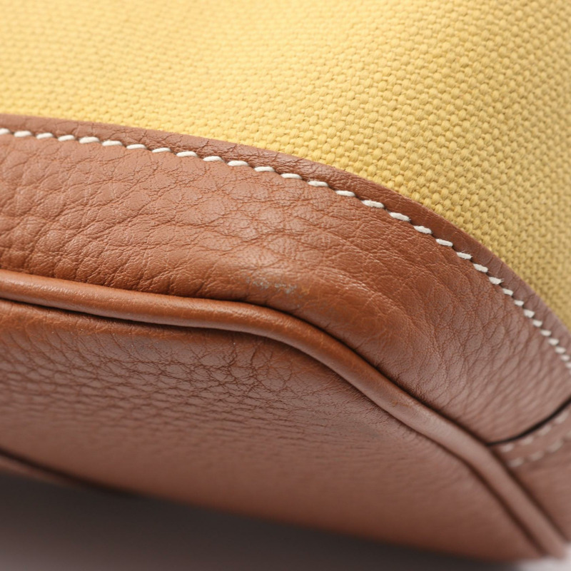 愛馬仕花園派對TPM托特包，軍用綠色帆布，Negonda皮革，米色，二手-6