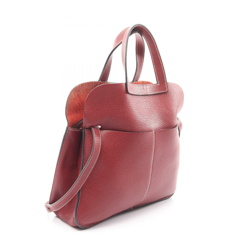 愛馬仕 Halzan 31 單肩手提包 H082028CC55 Clemence 皮革 紅色 二手 女士 R-1