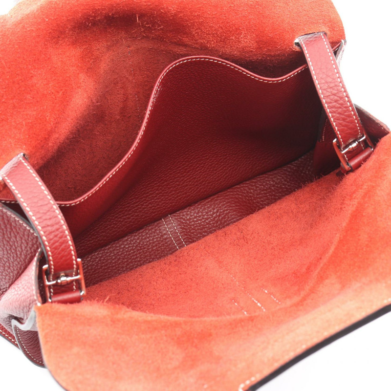 愛馬仕 Halzan 31 單肩手提包 H082028CC55 Clemence 皮革 紅色 二手 女士 R-2