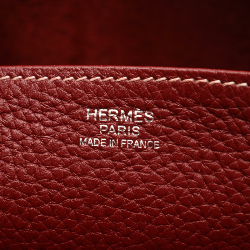 愛馬仕 Halzan 31 單肩手提包 H082028CC55 Clemence 皮革 紅色 二手 女士 R-3