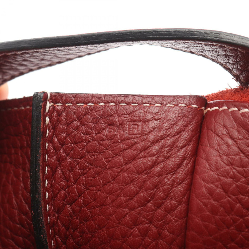 愛馬仕 Halzan 31 單肩手提包 H082028CC55 Clemence 皮革 紅色 二手 女士 R-4