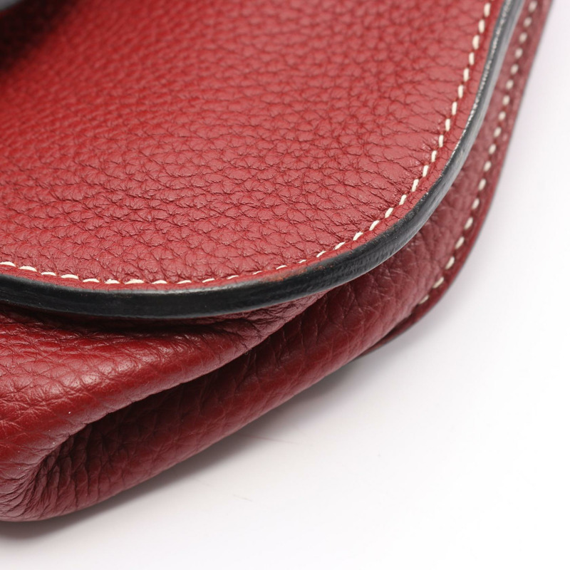 愛馬仕 Halzan 31 單肩手提包 H082028CC55 Clemence 皮革 紅色 二手 女士 R-7