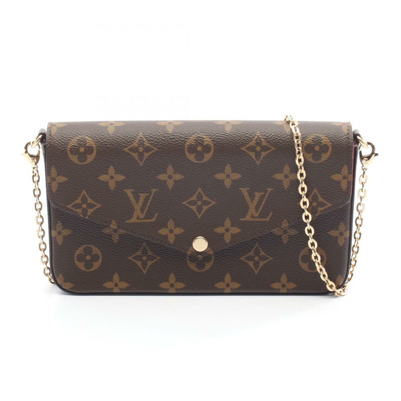 路易威登 Pochette Felice 鏈條單肩背包 M61276 Monogram 紫紅色 二手 LV-0
