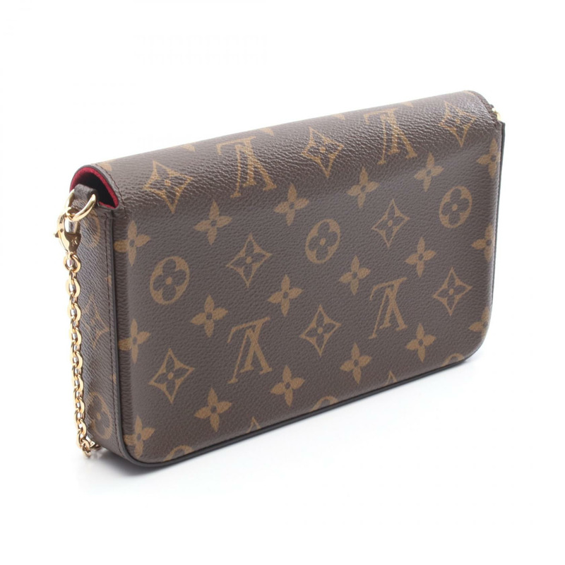 路易威登 Pochette Felice 鏈條單肩背包 M61276 Monogram 紫紅色 二手 LV-1