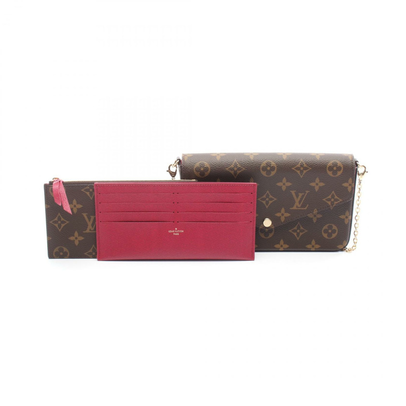 路易威登 Pochette Felice 鏈條單肩背包 M61276 Monogram 紫紅色 二手 LV-4