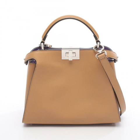 FENDI Peekaboo Essentials 兩用肩背包，棕色皮革，二手女款