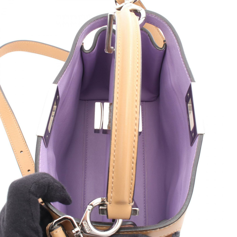 FENDI Peekaboo Essentials 兩用肩背包，棕色皮革，二手女款-2