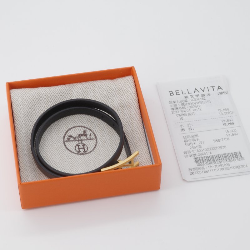 Hermès 愛馬仕 Behapi Double Tour 錫器灰 小牛皮 雙圈手環|專櫃 16,500-5