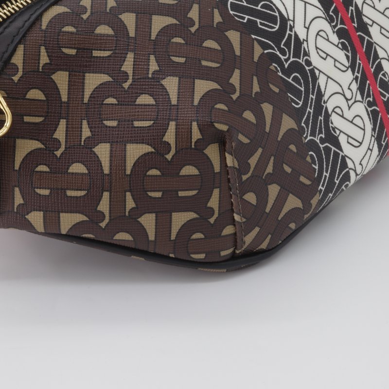 Burberry 巴寶莉 TB Monogram 條紋 棕色 帆布 中型 胸肩背包 腰包-6