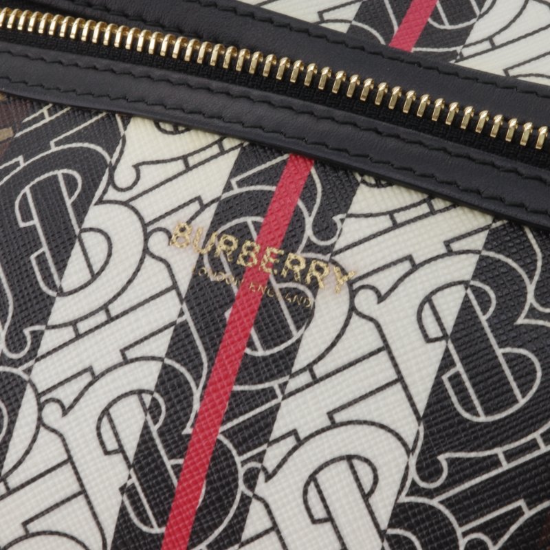 Burberry 巴寶莉 TB Monogram 條紋 棕色 帆布 中型 胸肩背包 腰包-9