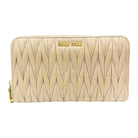 淺褐色 牛皮 Wallet 拉鍊長夾【MIU MIU 繆繆】
