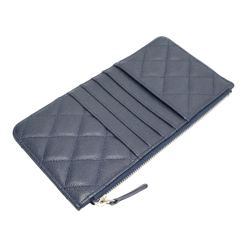 藍色牛皮 菱格紋 荔枝紋 零錢包 AP0225【CHANEL 香奈兒】 AP0225-3