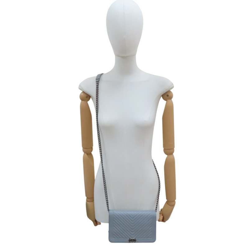 灰色 牛皮 Boy WOC 鏈帶肩背包 銀釦 (無卡)【CHANEL 香奈兒】 AP1117-8