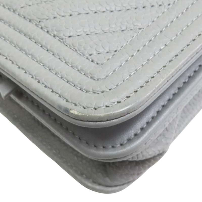 灰色 牛皮 Boy WOC 鏈帶肩背包 銀釦 (無卡)【CHANEL 香奈兒】 AP1117-9