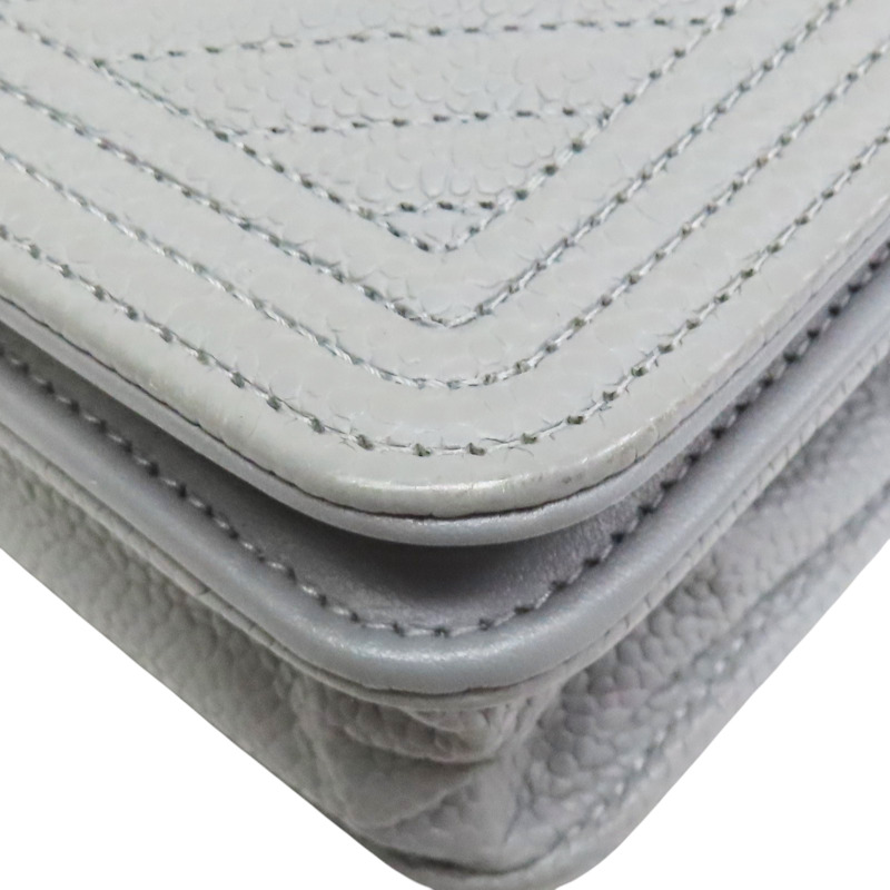 灰色 牛皮 Boy WOC 鏈帶肩背包 銀釦 (無卡)【CHANEL 香奈兒】 AP1117-10