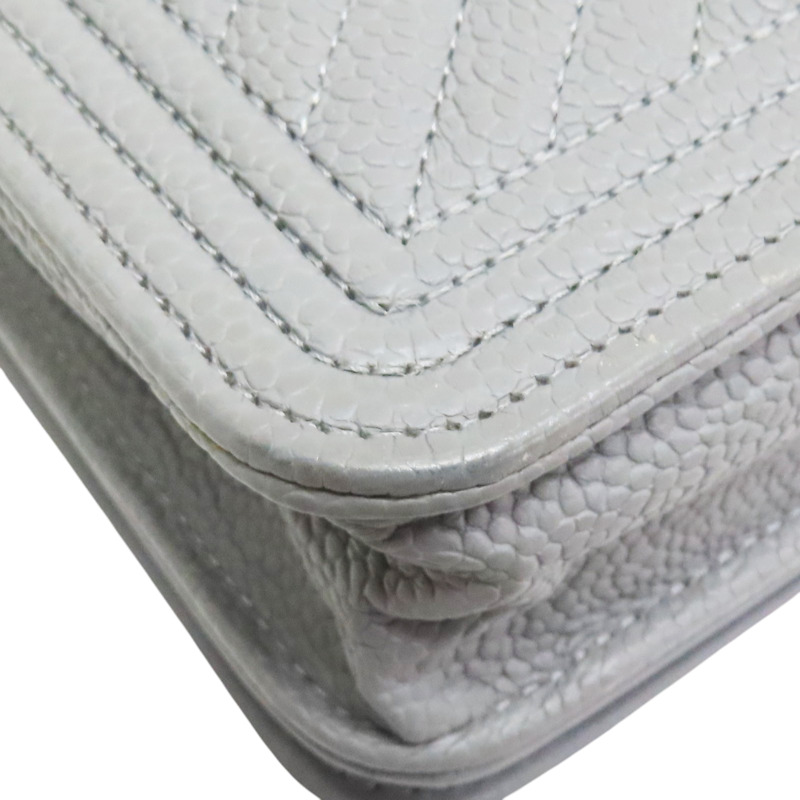 灰色 牛皮 Boy WOC 鏈帶肩背包 銀釦 (無卡)【CHANEL 香奈兒】 AP1117-11