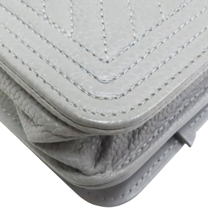 灰色 牛皮 Boy WOC 鏈帶肩背包 銀釦 (無卡)【CHANEL 香奈兒】 AP1117-12