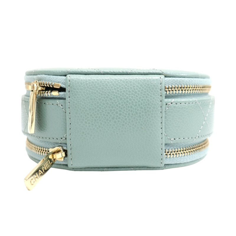 藍綠色 荔枝紋牛皮 小型化妝包 肩背包 AP2502 (無卡)【CHANEL 香奈兒】 AP2502-3