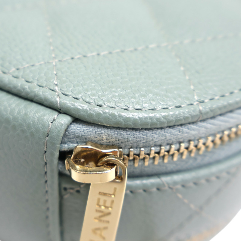 藍綠色 荔枝紋牛皮 小型化妝包 肩背包 AP2502 (無卡)【CHANEL 香奈兒】 AP2502-14