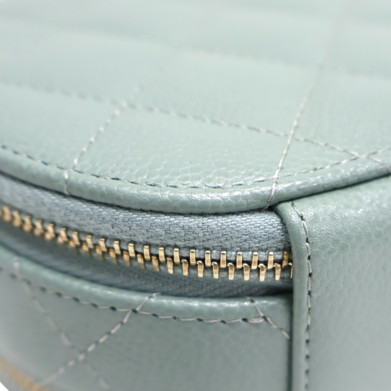 藍綠色 荔枝紋牛皮 小型化妝包 肩背包 AP2502 (無卡)【CHANEL 香奈兒】 AP2502-15